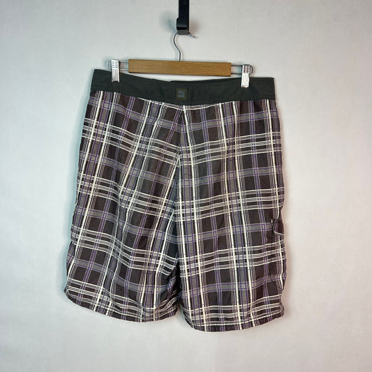 Plaid Cargo Board Shorts with Drawstring