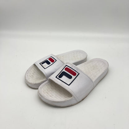 White Fila Drifter Slides