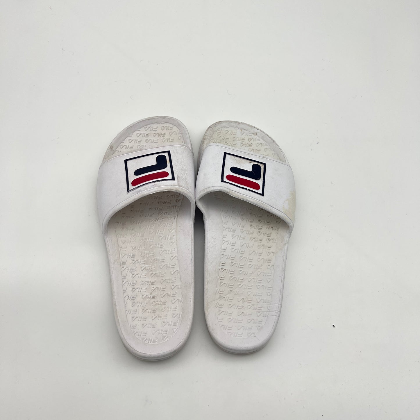 White Fila Drifter Slides