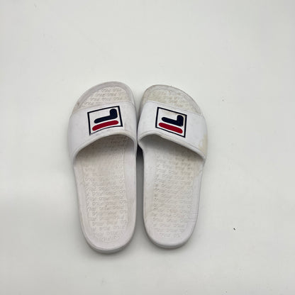 White Fila Drifter Slides