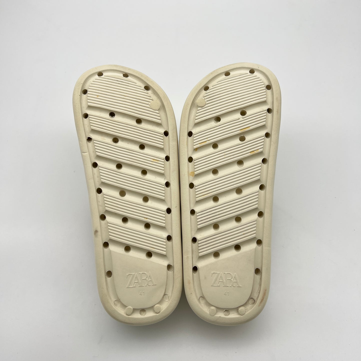 Zara Rubberized Platform Slides in Ivory