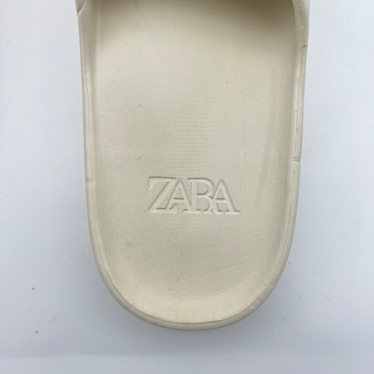 Zara Rubberized Platform Slides in Ivory