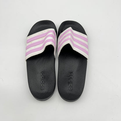 adidas Adilette Shower Slides in White & Magic Lilac