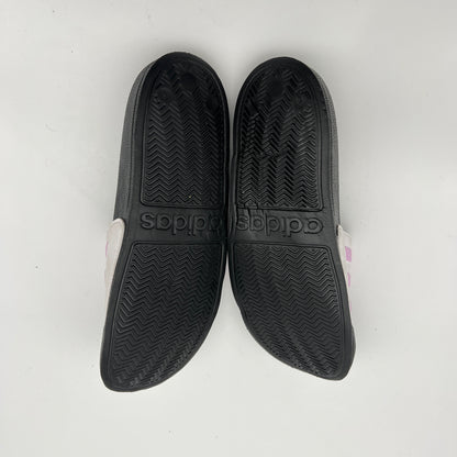adidas Adilette Shower Slides in White & Magic Lilac