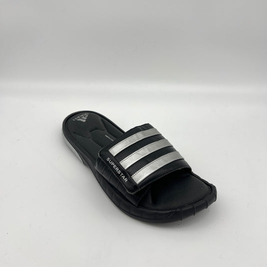 adidas Superstar 3G Slides in Black & Metallic Silver