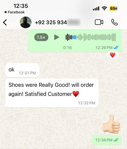 Customer review from WhatsApp